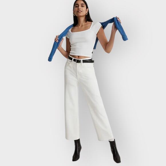 MADEWELL JEANS THE PERFECT VINTAGE WIDE-LEG CROP JEAN - WOMENS 32 WHITE - Picture 1 of 8
